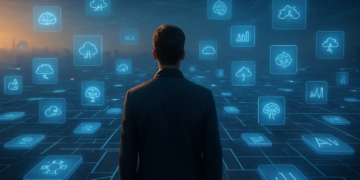 Interface d'un hub IA multimodèle affichant GPT-4, Claude et Gemini sur un écran d'ordinateur, avec paysage d